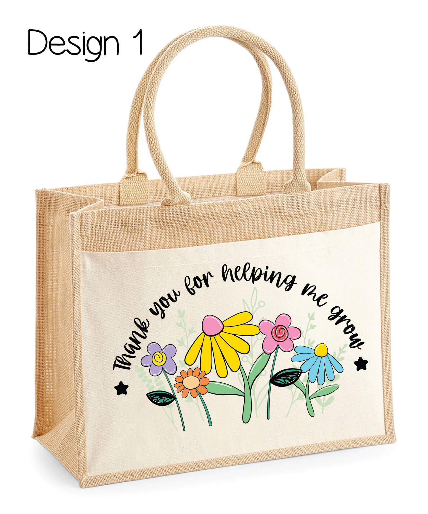 Cotton pocket jute shopper for Teacher