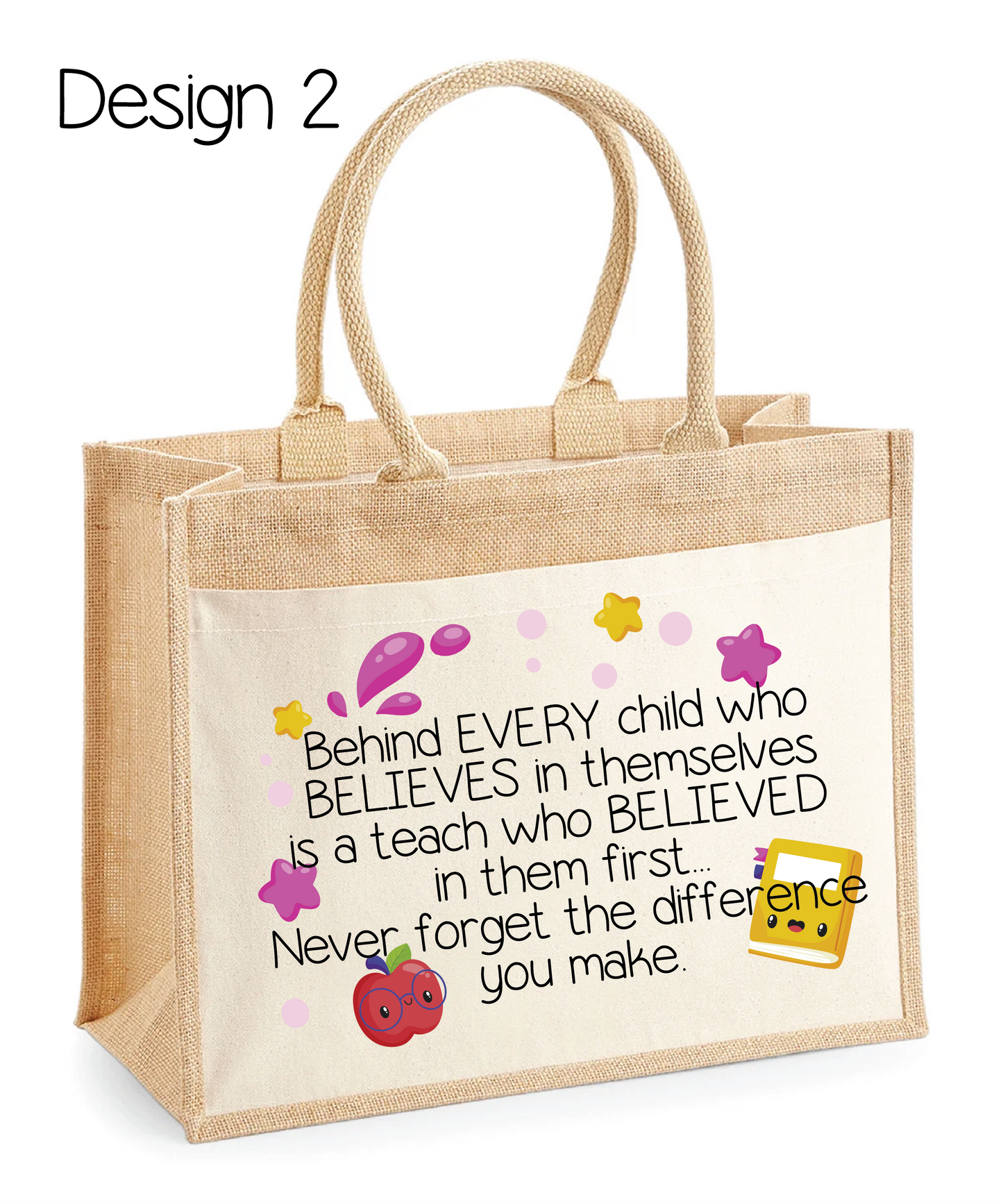 Cotton pocket jute shopper for Teacher
