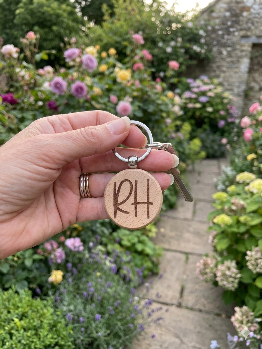 Personalised Wooden Keyring Circle