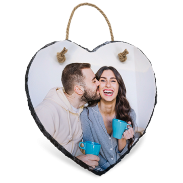 Hanging Slate heart (upload your own photo)