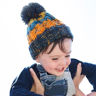 Infant/ junior corkscrew pom pom beanie