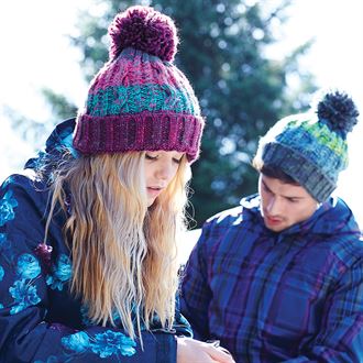 Corkscrew pom pom beanie