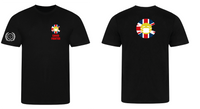 Covid Fighter T shirt - Black - full colour logo Serve On