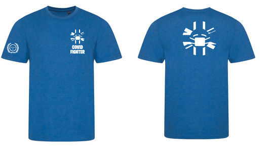 Covid Fighter T shirt - Heather Blue/White Serve On